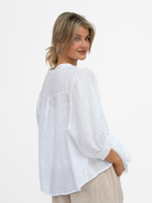 Diffusion By Kate Top One Size Chloe Linen Shirt In White
