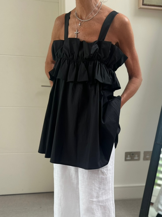 Diffusion by Kate Top Frill Tunic Top In Black