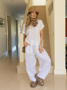 Diffusion by Kate Top One Size Jack Linen T Shirt In White