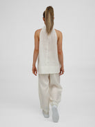 Diffusion by Kate Top One Size Lauren Racer Back Linen Top in Ecru