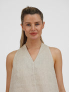 Diffusion by Kate Top One Size Lauren Racer Back Linen Top in Sand