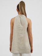 Diffusion by Kate Top One Size Lauren Racer Back Linen Top in Sand