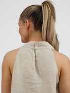 Diffusion by Kate Top One Size Lauren Racer Back Linen Top in Sand