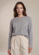 Diffusion by Kate Top One Size Linen Mix Long Sleeve Tee in Grey