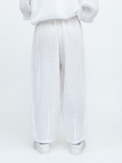 Diffusion By Kate Trousers One Size Barrel Linen Cropped Trousers In White