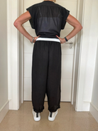 Diffusion By Kate Trousers One Size Barrel Linen Loose Fit Trousers In Black