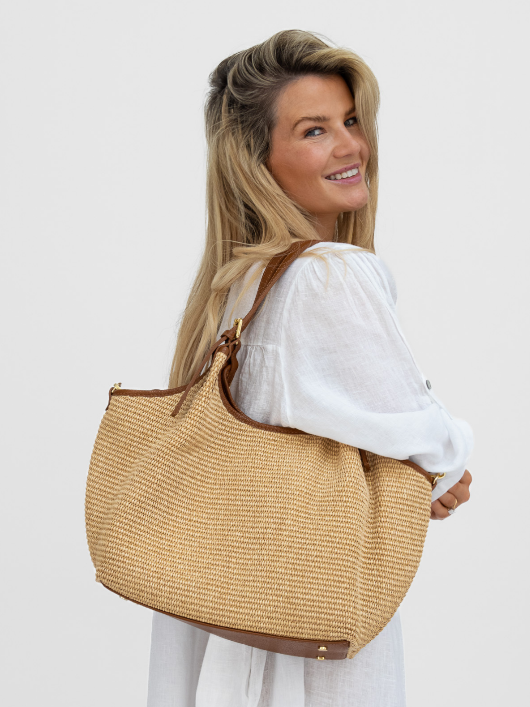 Diffusion.ie Bags One Size Bologna Raffia Slouchy Shoulder Bag