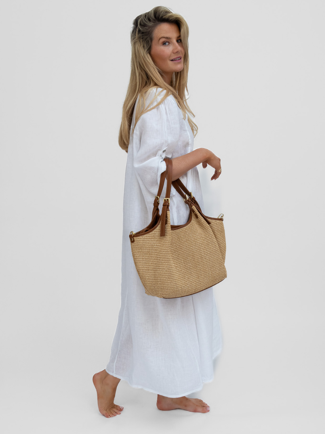 Diffusion.ie Bags One Size Bologna Raffia Slouchy Shoulder Bag