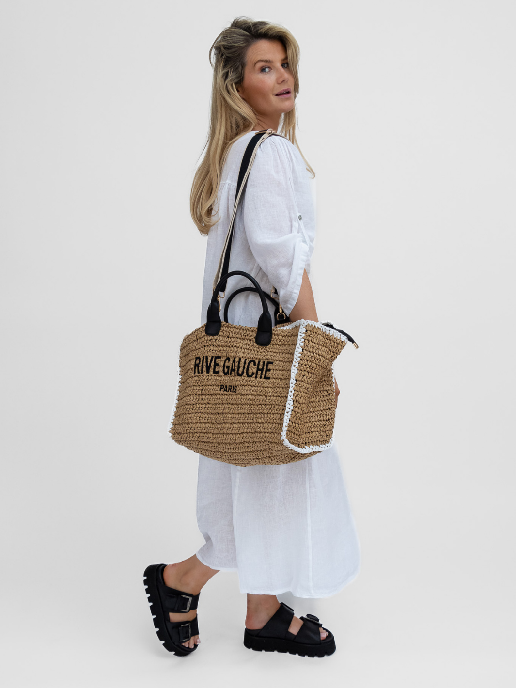 Diffusion.ie Bags One Size Rive Gauche Raffia Medium Tote