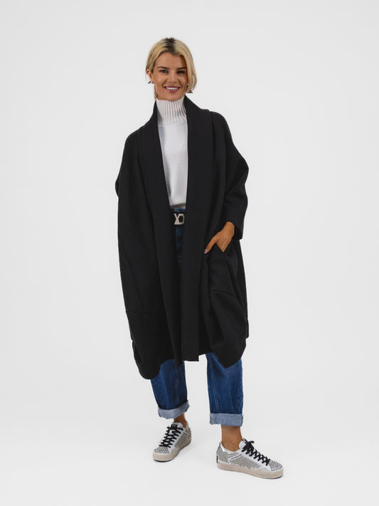 Diffusion.ie Coat One Size Oversized Volume Soft Sweatshirt Coat In Black From Diffusion By Kate