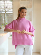 Diffusion.ie Knitwear One Size Josep Dip Back Sweater in Peony Pink