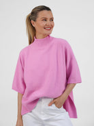 Diffusion.ie Knitwear One Size Josep Dip Back Sweater in Peony Pink