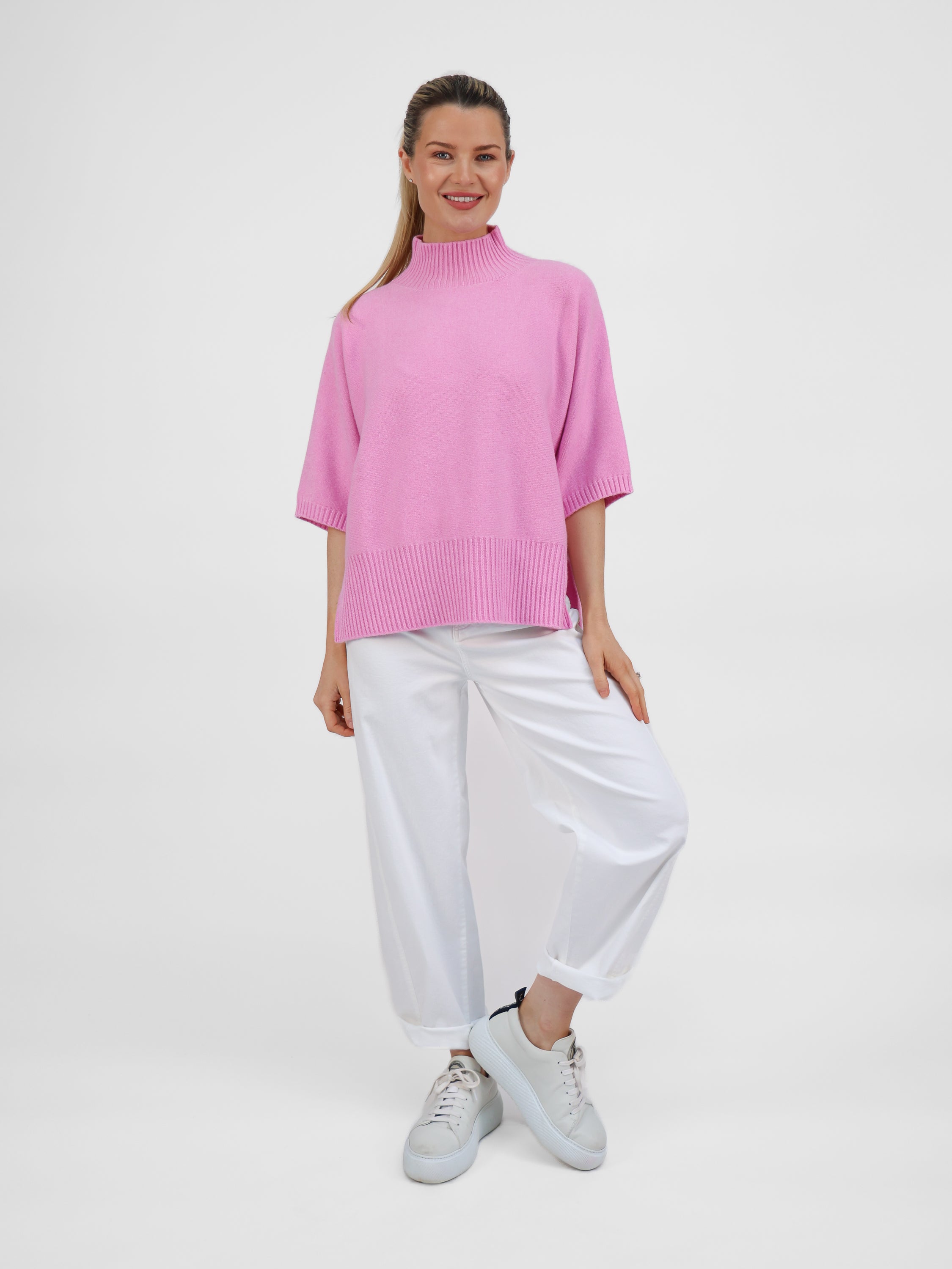 Diffusion.ie Knitwear One Size Josep Dip Back Sweater in Peony Pink