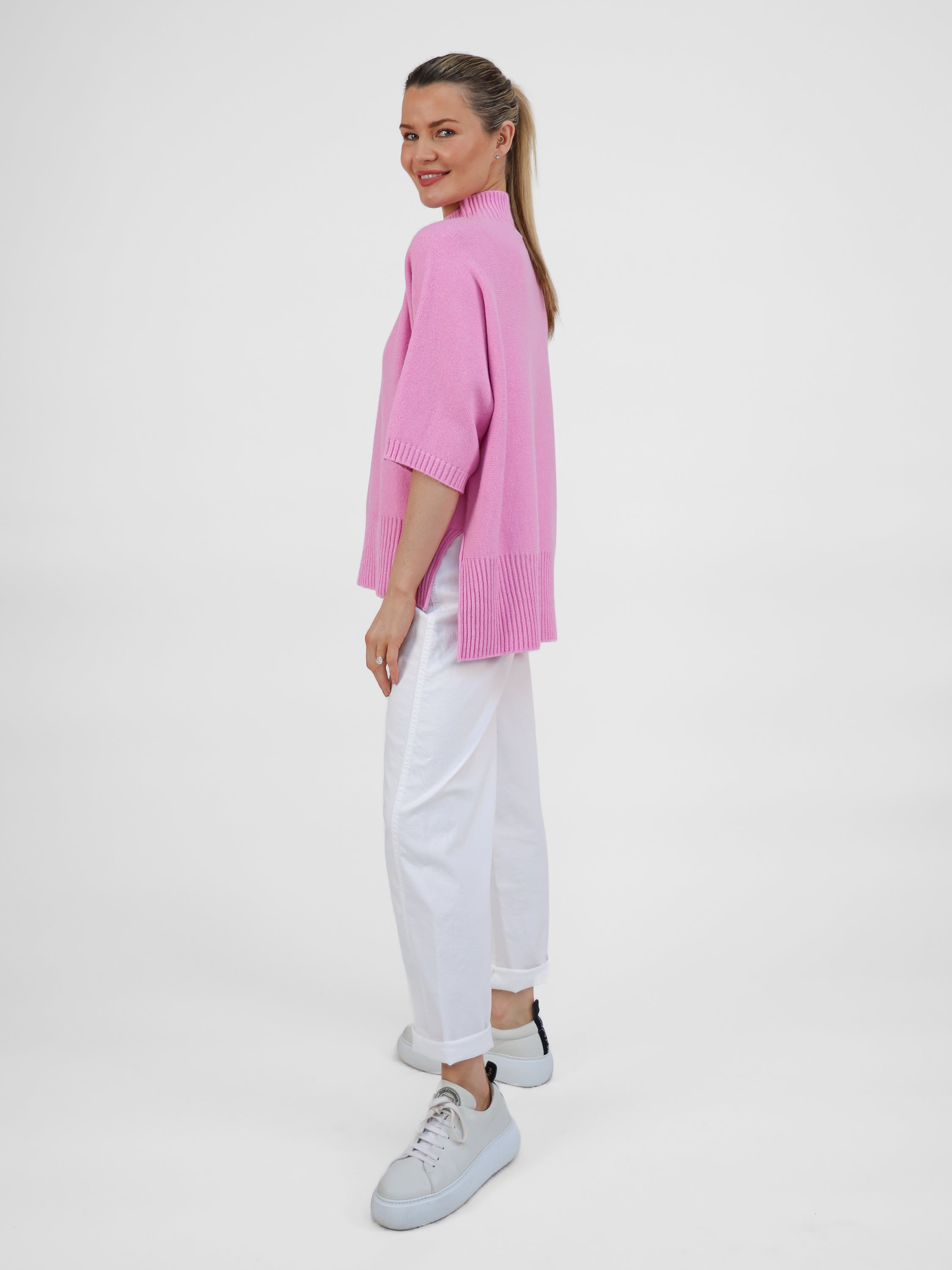 Diffusion.ie Knitwear One Size Josep Dip Back Sweater in Peony Pink