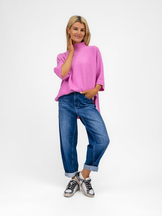 Diffusion.ie Knitwear One Size Josep Long Length Jumper In Magenta Pink