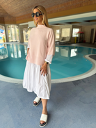 Diffusion.ie Knitwear One Size Josep Long Length Jumper With Dip Back In Baby Pink