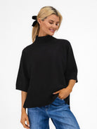 Diffusion.ie Knitwear One Size Josep Long Length Jumper With Dip Back In Black