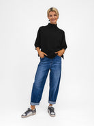Diffusion.ie Knitwear One Size Josep Long Length Jumper With Dip Back In Black