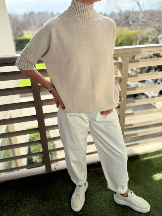 Diffusion.ie Knitwear One Size Josep Mid Length Jumper In Ecru