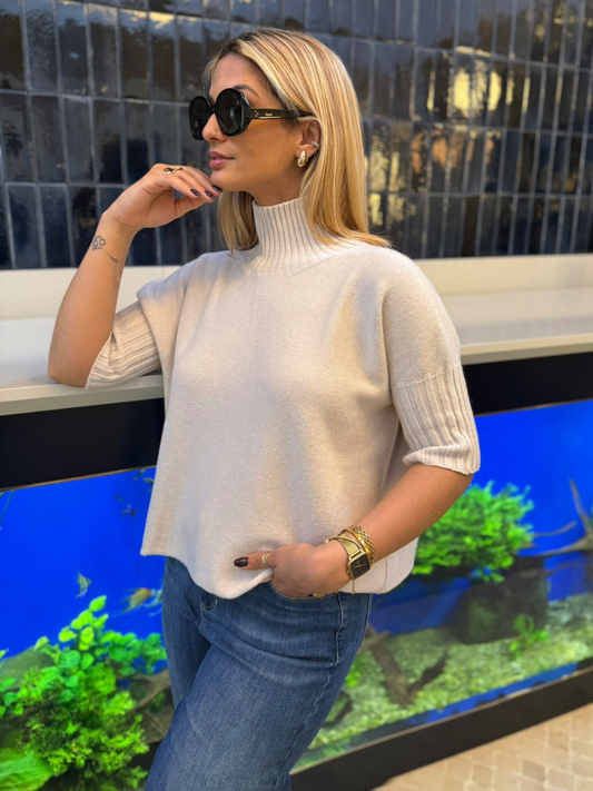 Diffusion.ie Knitwear One Size Josep Mid Length Jumper In Sand