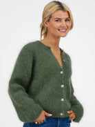 Diffusion.ie Knitwear One Size Mohair Cardigan In Moss Green