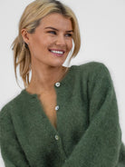 Diffusion.ie Knitwear One Size Mohair Cardigan In Moss Green