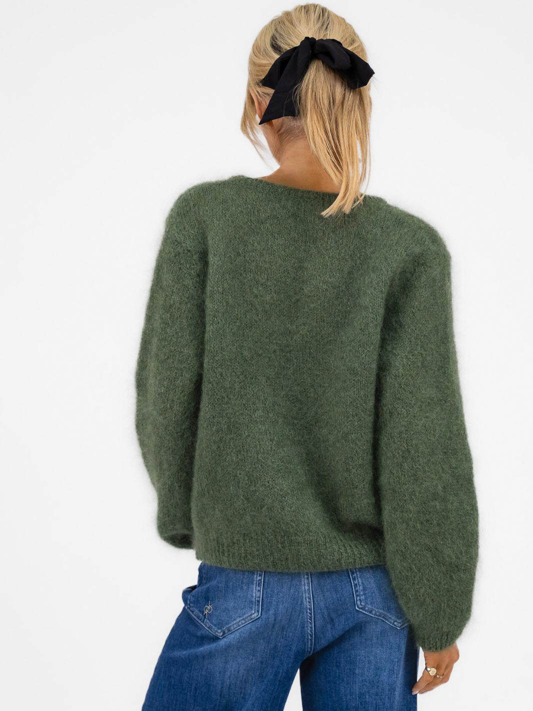 Diffusion.ie Knitwear One Size Mohair Cardigan In Moss Green
