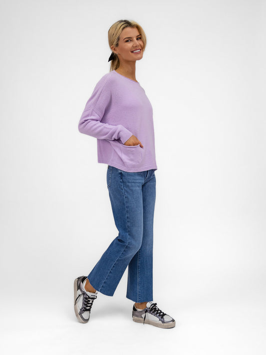 Diffusion.ie Knitwear One Size Polly Knit Jumper With Pockets In Lavender