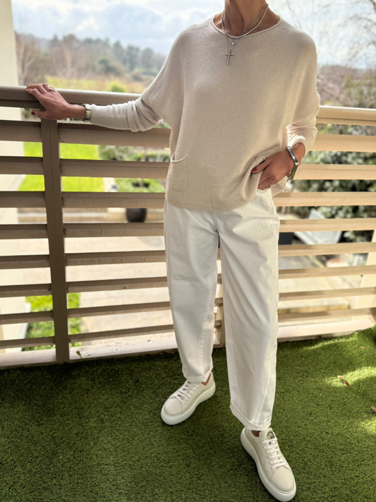 Diffusion.ie Knitwear One Size Polly Knit Jumper With Pockets In Sand