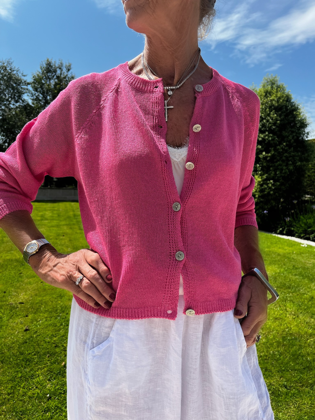 Diffusion.ie Knitwear One Size Sara Cardigan in Fuchsia