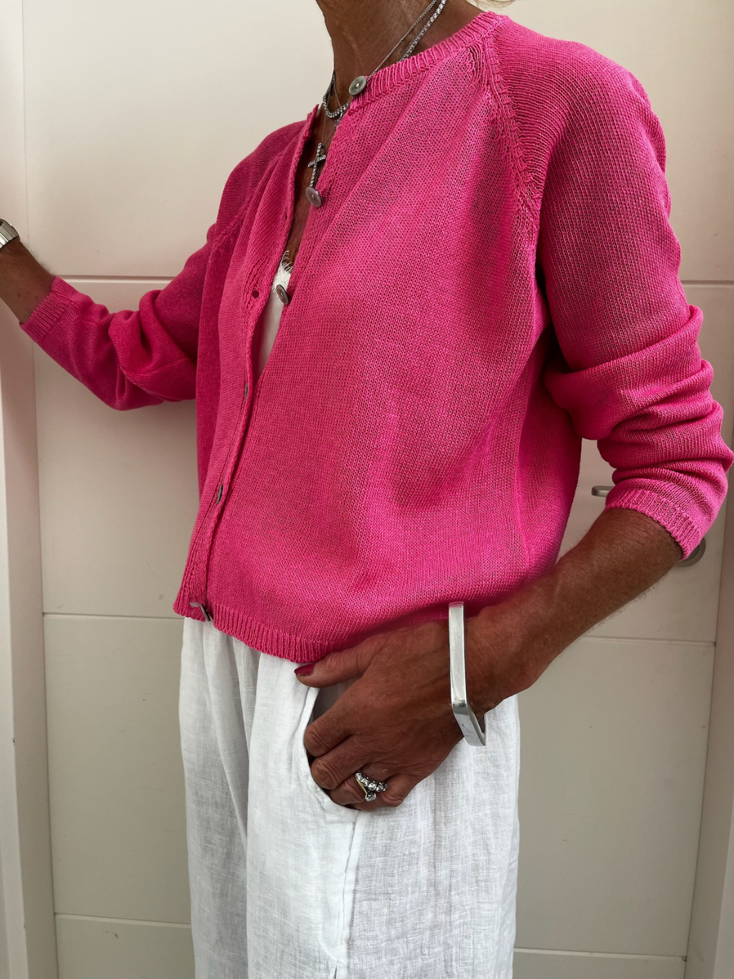 Diffusion.ie Knitwear One Size Sara Cardigan in Fuchsia