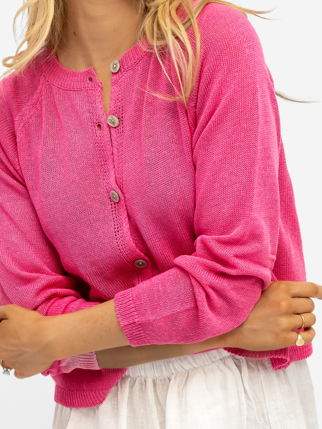 Diffusion.ie Knitwear One Size Sara Cardigan in Fuchsia