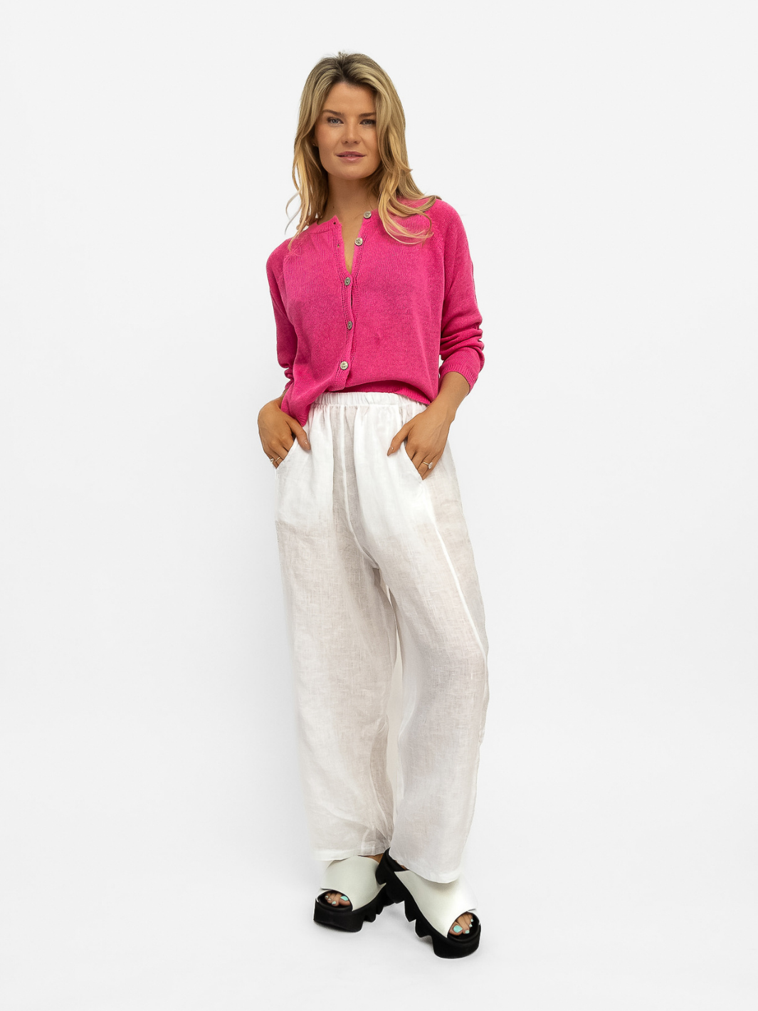 Diffusion.ie Knitwear One Size Sara Cardigan in Fuchsia