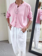 Diffusion.ie Knitwear One Size Sara Cardigan in Petal Pink