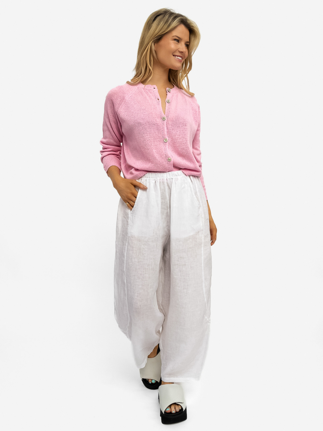 Diffusion.ie Knitwear One Size Sara Cardigan in Petal Pink