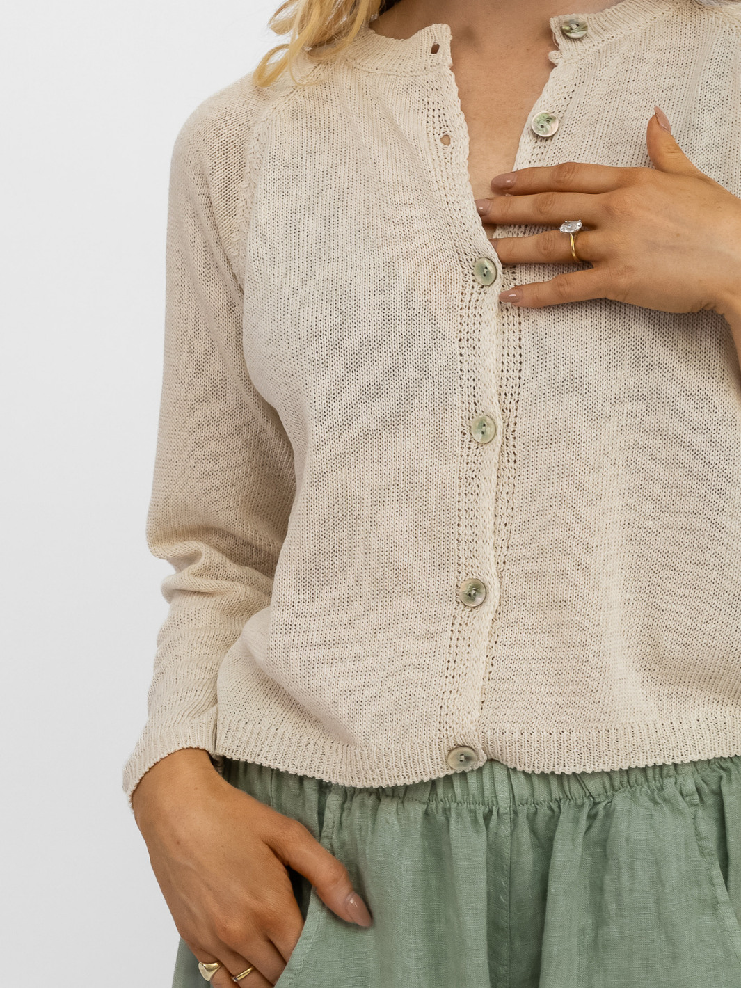 Diffusion.ie Knitwear One Size Sara Cardigan in Sand