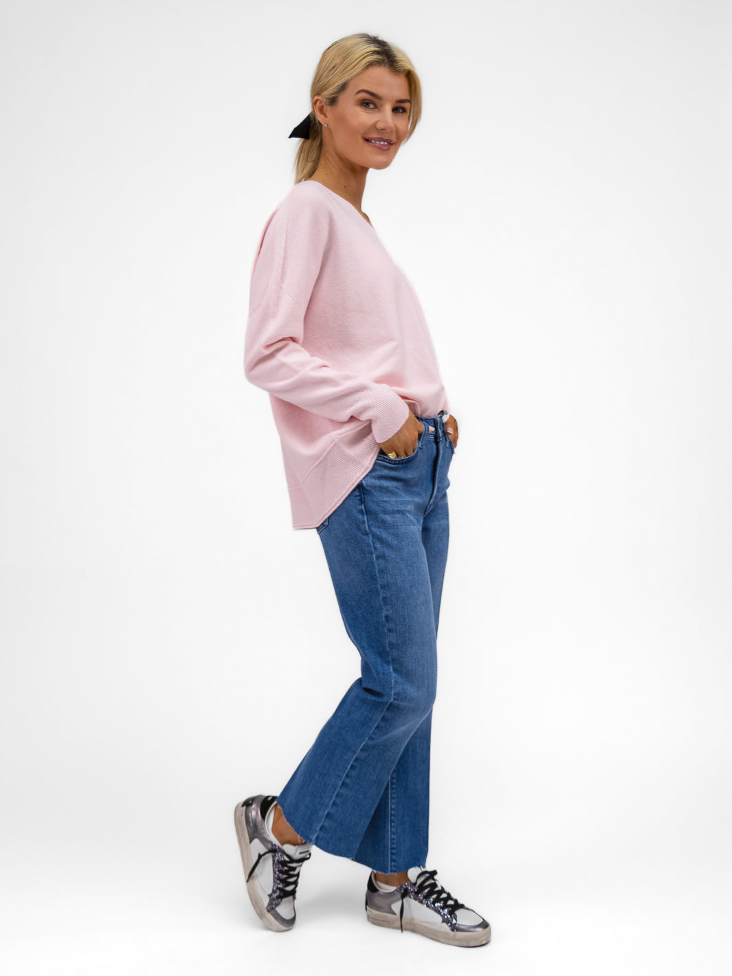 DIFFUSION.ie Knitwear One size Sienna V-Neck Jumper in Baby Pink
