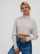 DIFFUSION.ie Knitwear One size Thea Cropped Knit Jumper In Sand