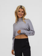 DIFFUSION.ie Knitwear One size Thea Cropped Knit Jumper In Soft Grey