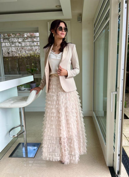 DIFFUSION.ie Ruffled Tulle Skirt in Champagne