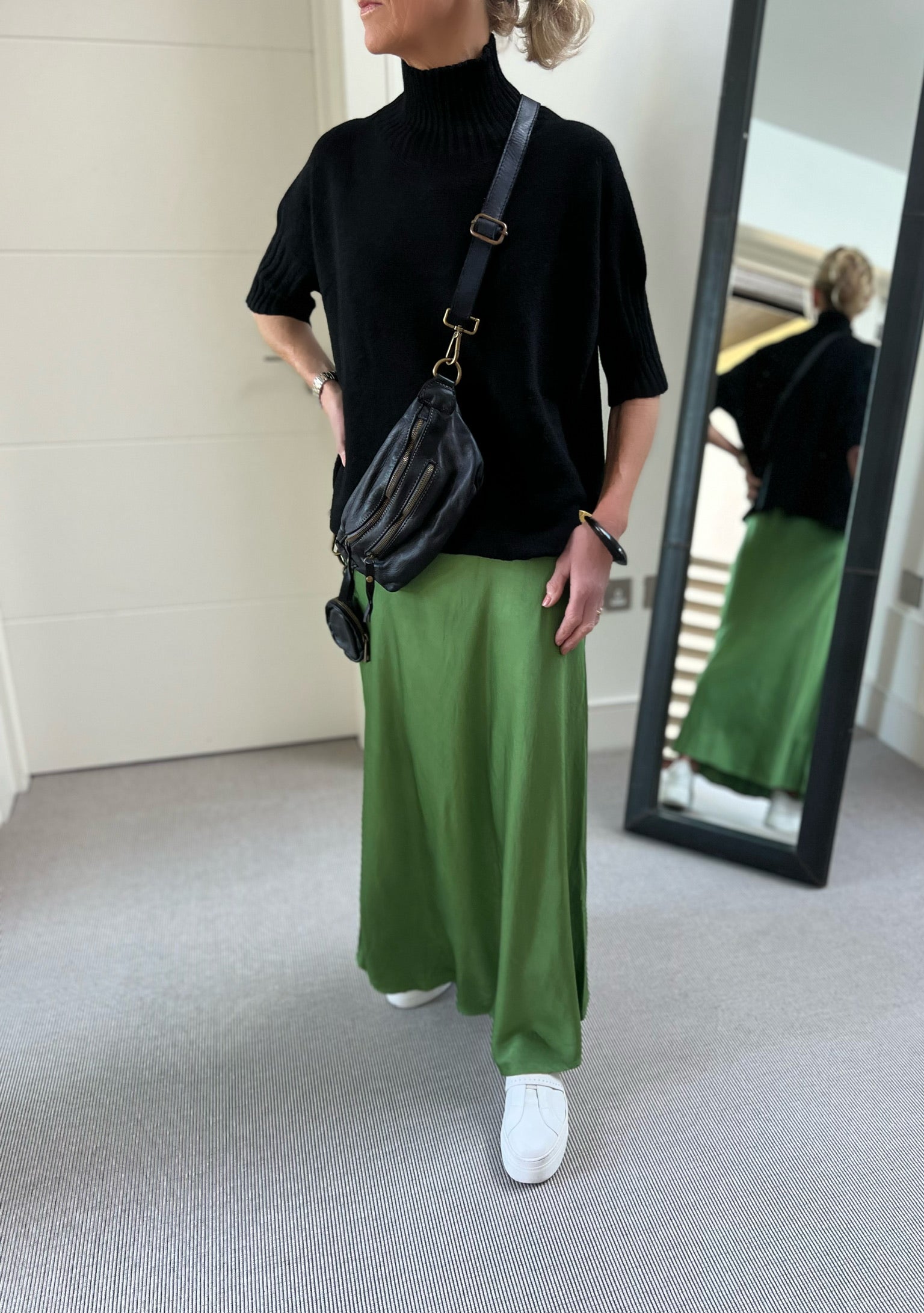 Bias cut skirt clearance hunter green