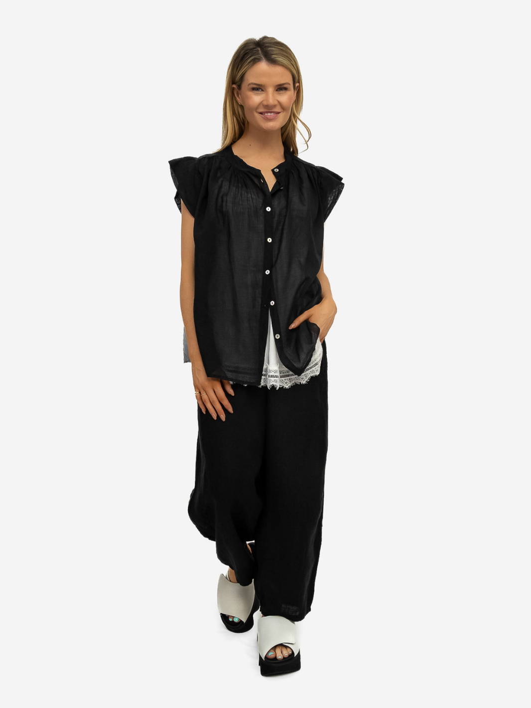 Diffusion.ie Shirts One Size Mia Cotton Shirt in Black