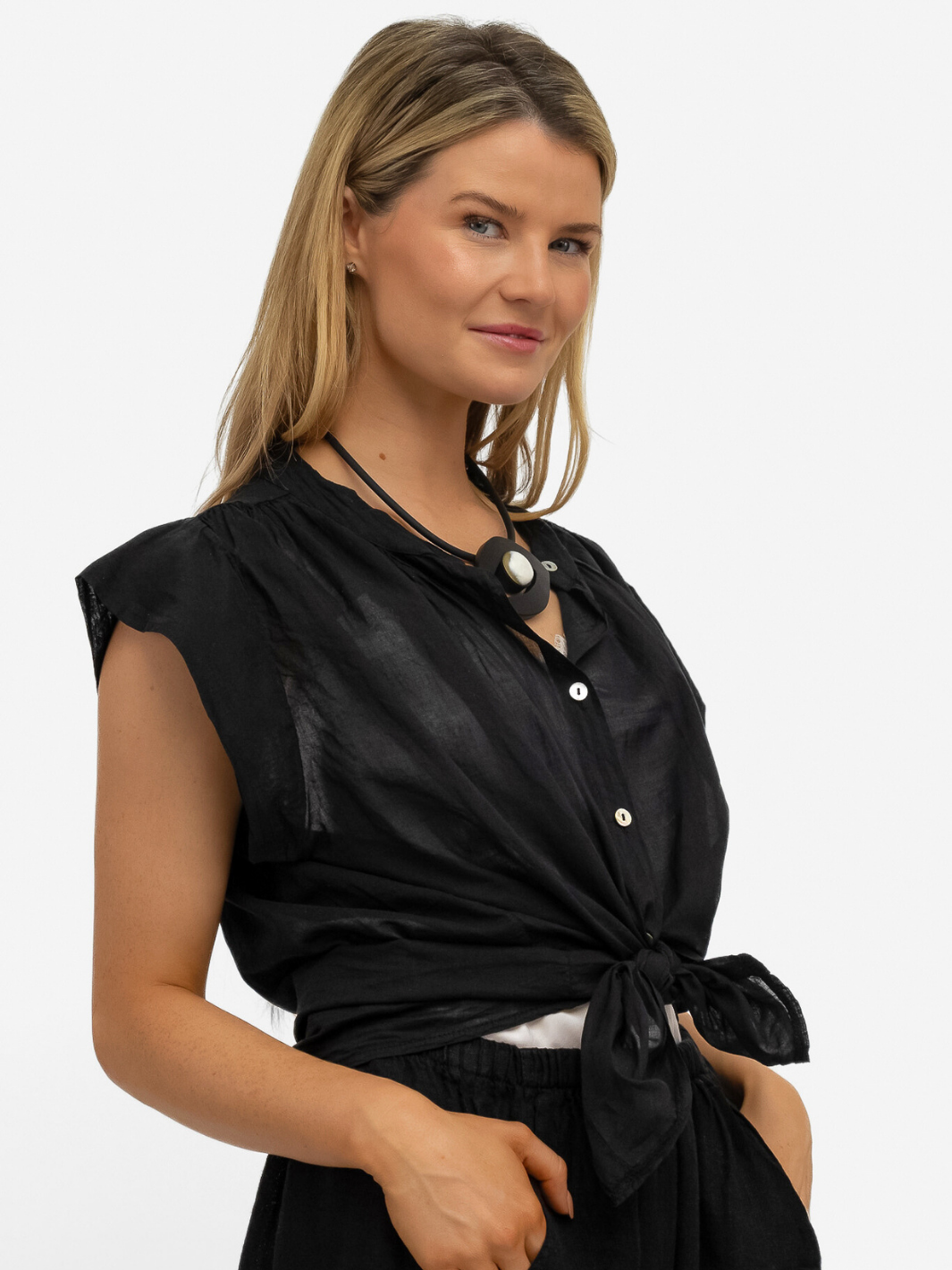Diffusion.ie Shirts One Size Mia Cotton Shirt in Black