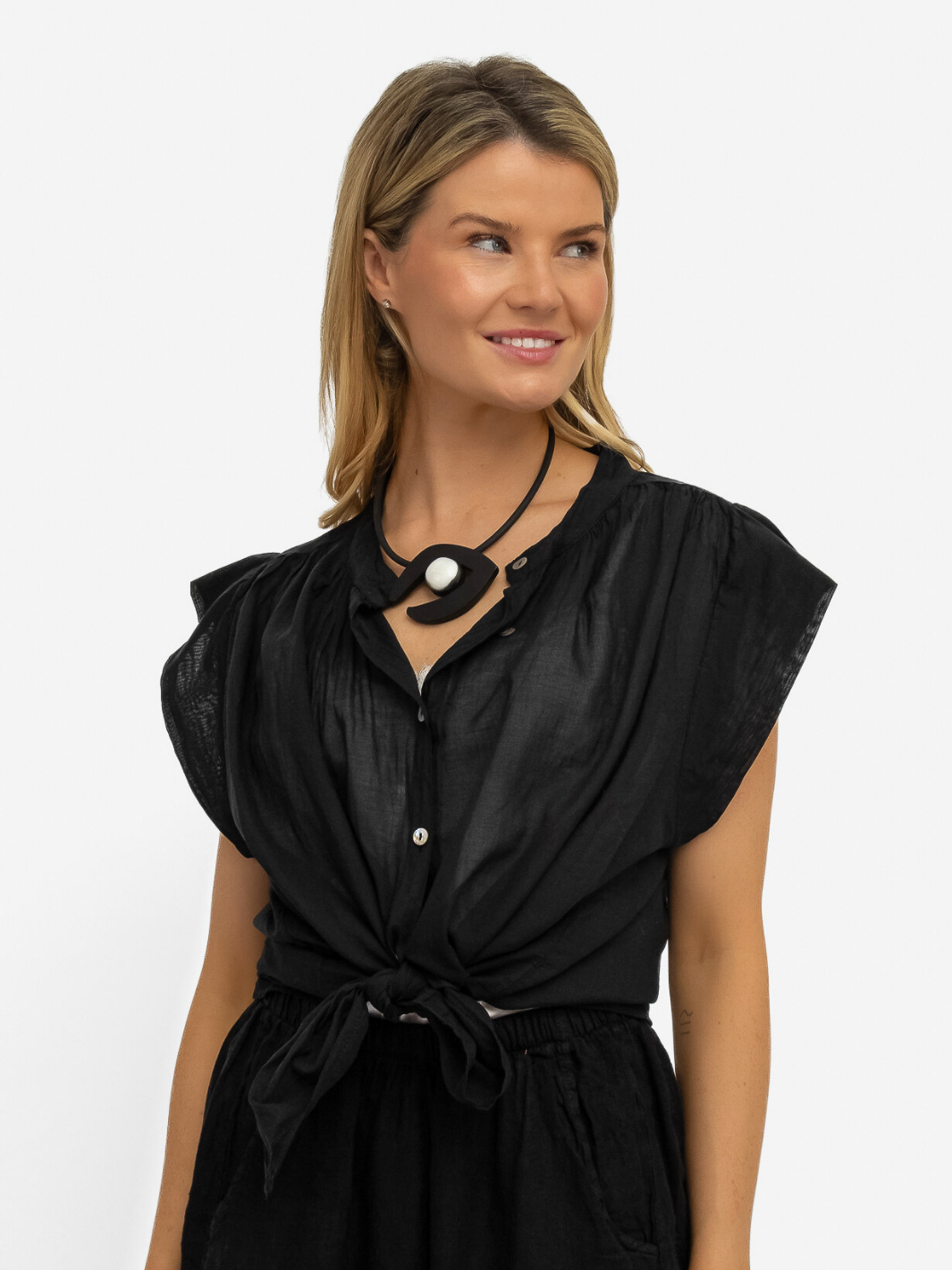 Diffusion.ie Shirts One Size Mia Cotton Shirt in Black