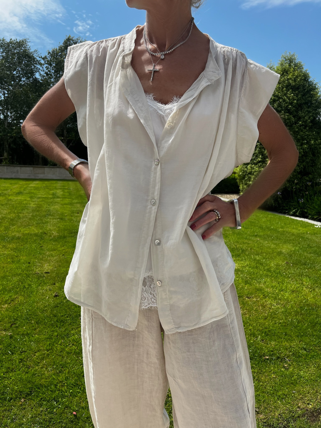 Diffusion.ie Shirts One Size Mia Cotton Shirt in Sand