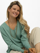 Diffusion.ie Sweater One Size Sienna V-Neck Sweater in Tea Green