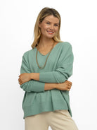 Diffusion.ie Sweater One Size Sienna V-Neck Sweater in Tea Green