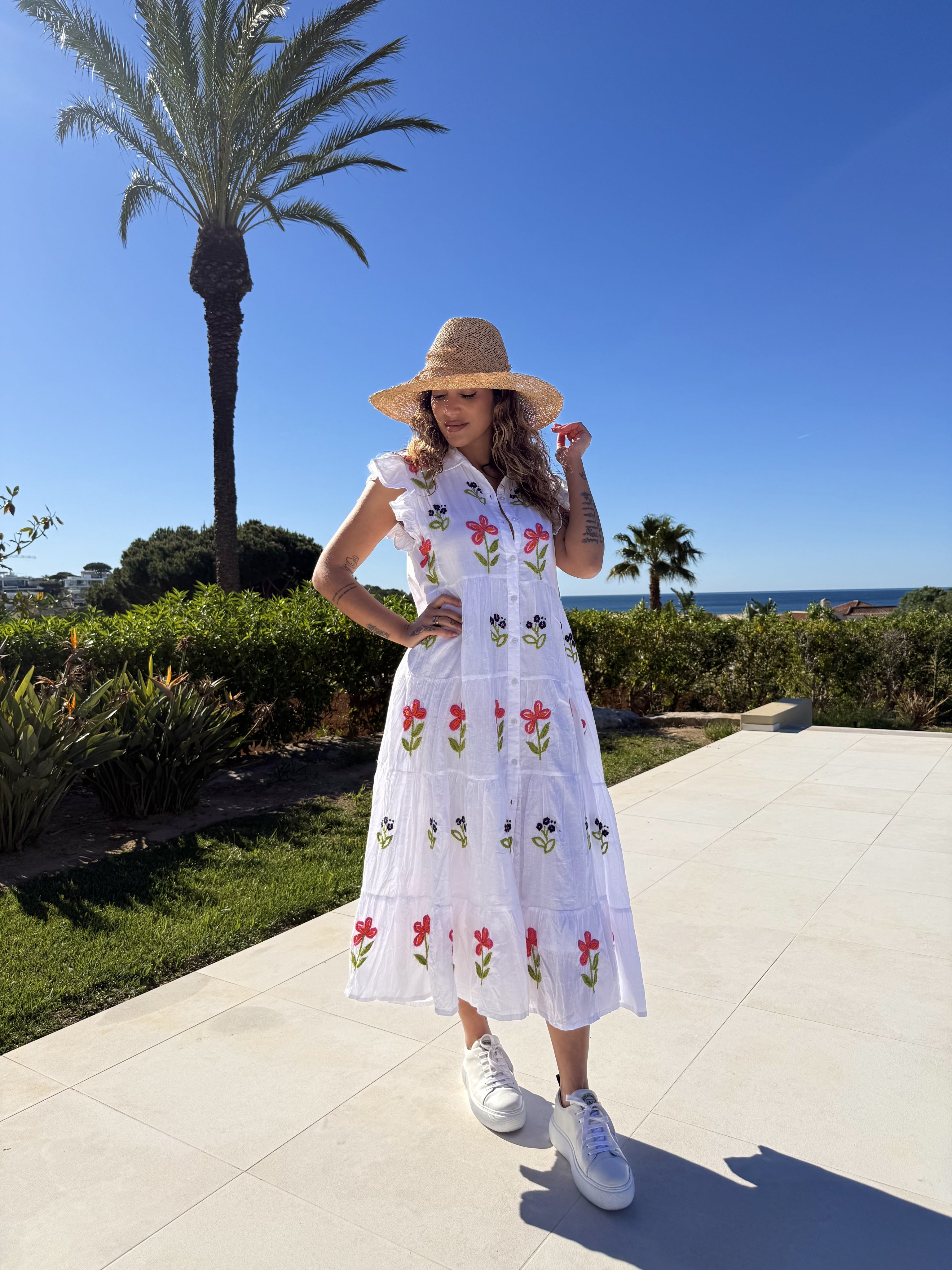 Dream Dress Fiorita Dress In White Multicolour