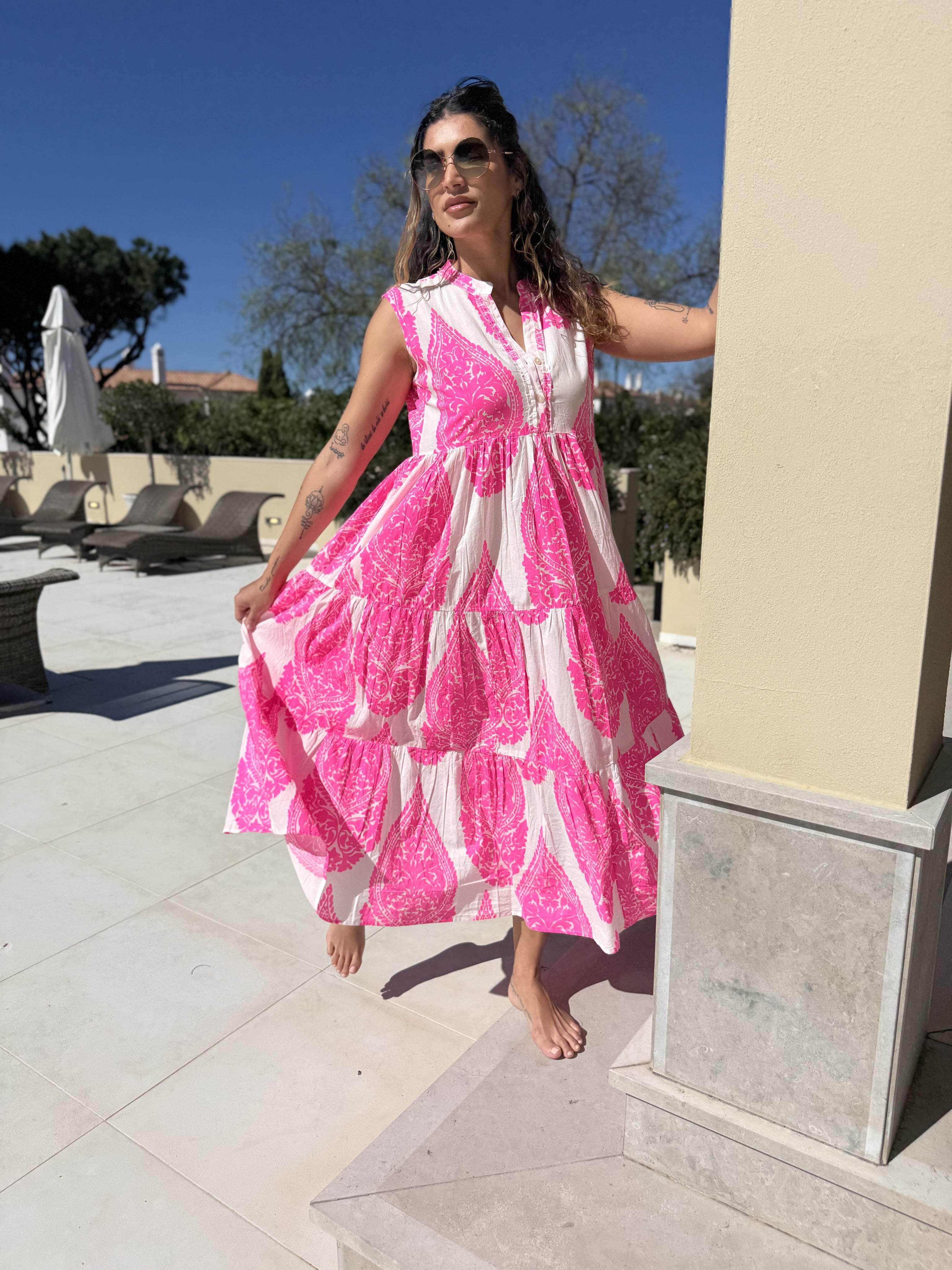 Geisha Dress In Emperor Neon Pink DIFFUSION Geisha Dress In Emperor Neon Pink DIFFUSION