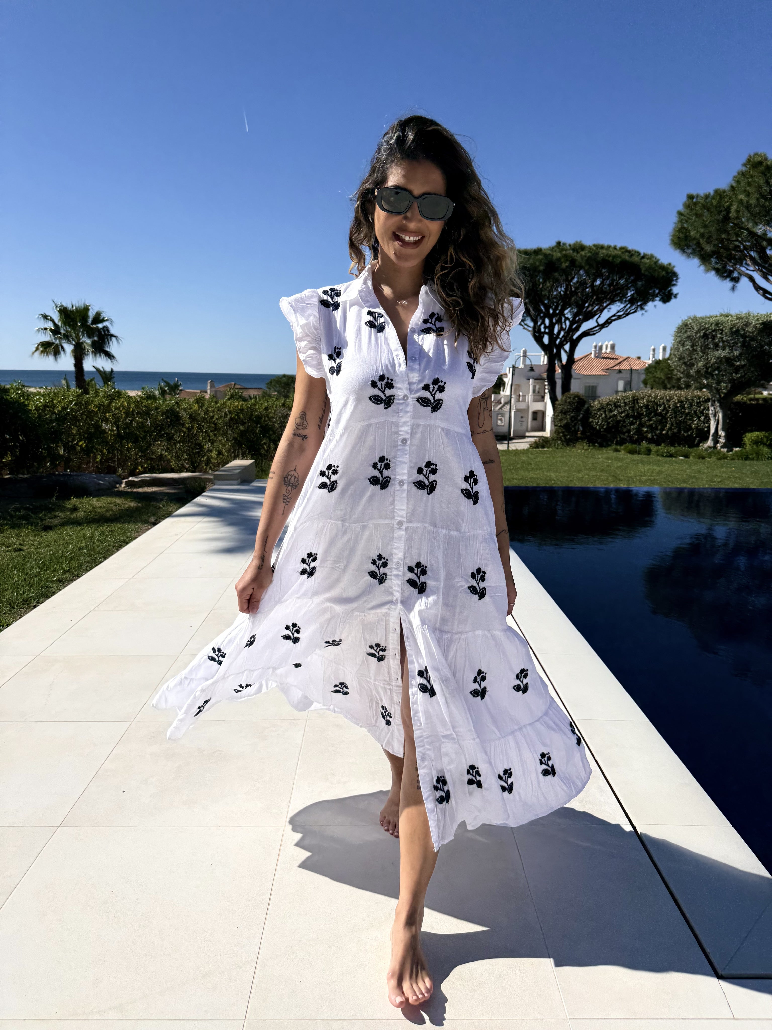 Dream Dress Myrtia Dress In White Navy